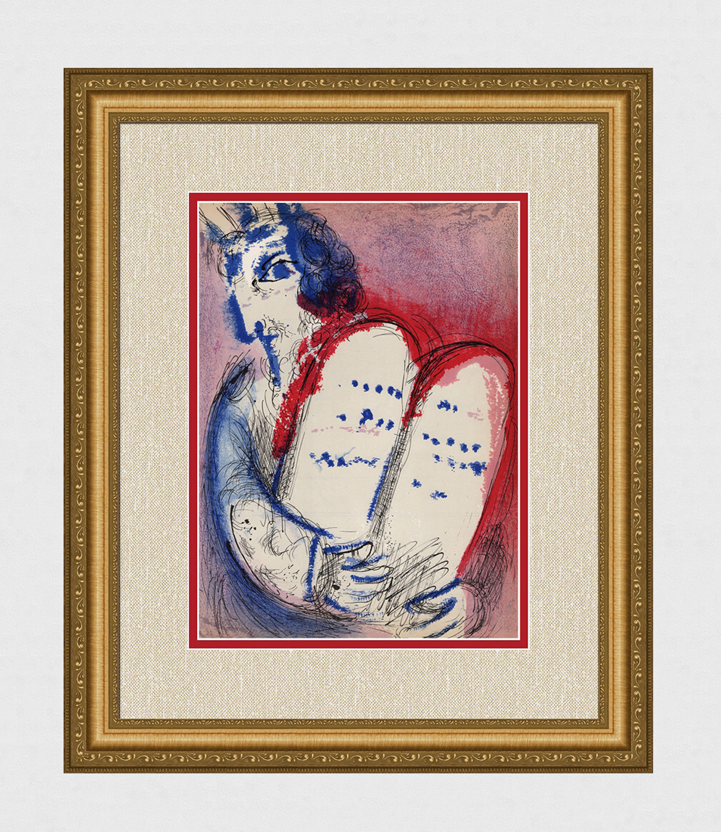 1956 CHAGALL ORIGINAL Biblical Lithograph Moses & the Tablets of Law ...